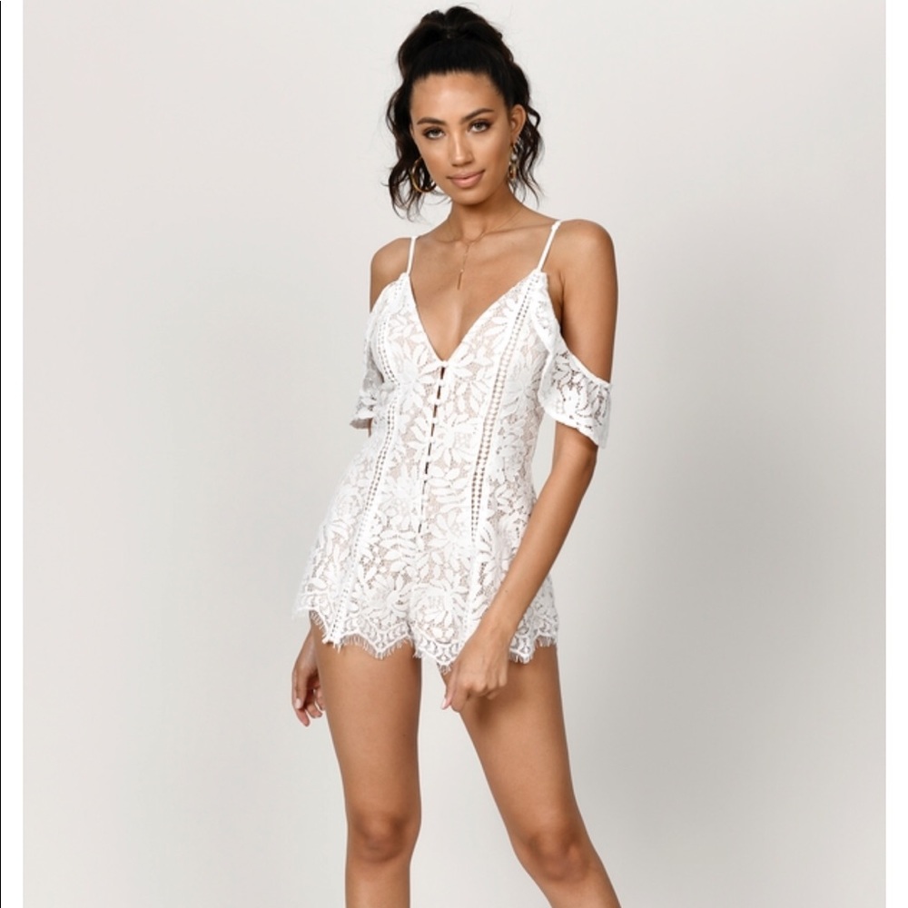Tobi White Lace Floral Romper